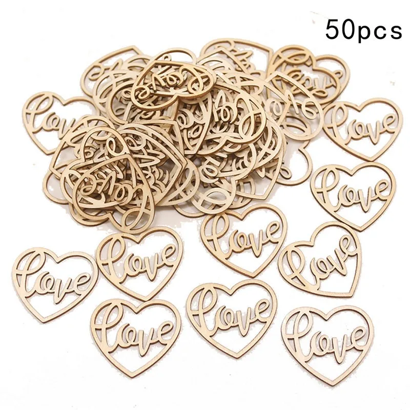 50pcs Heart Wooden Ornament He - Craft Embellishments recension och pris