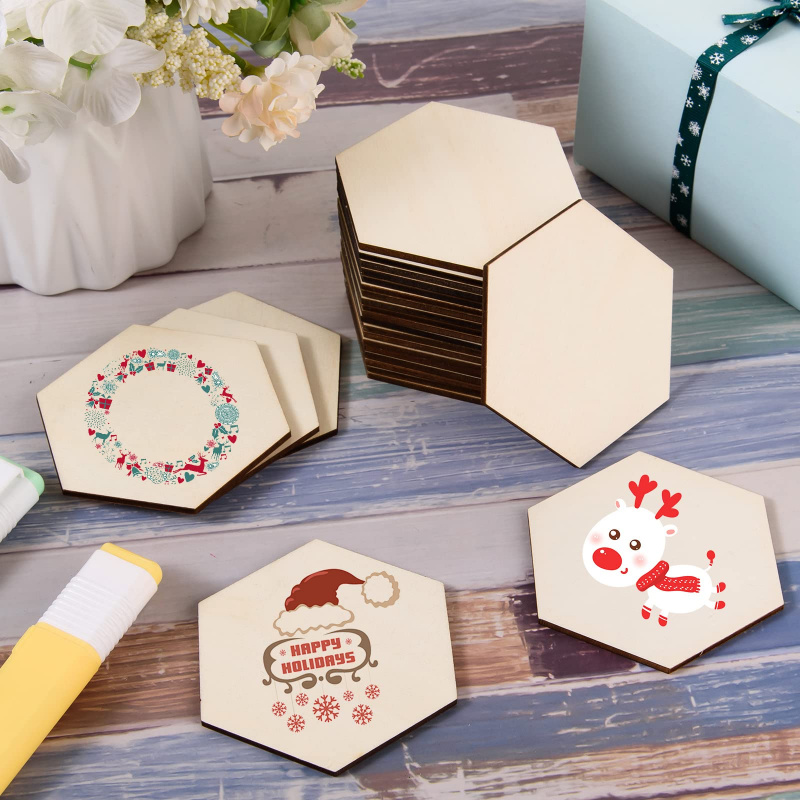 5cm Wooden Hexagon Blank Slice - Christmas Craft Embellishment recension och pris