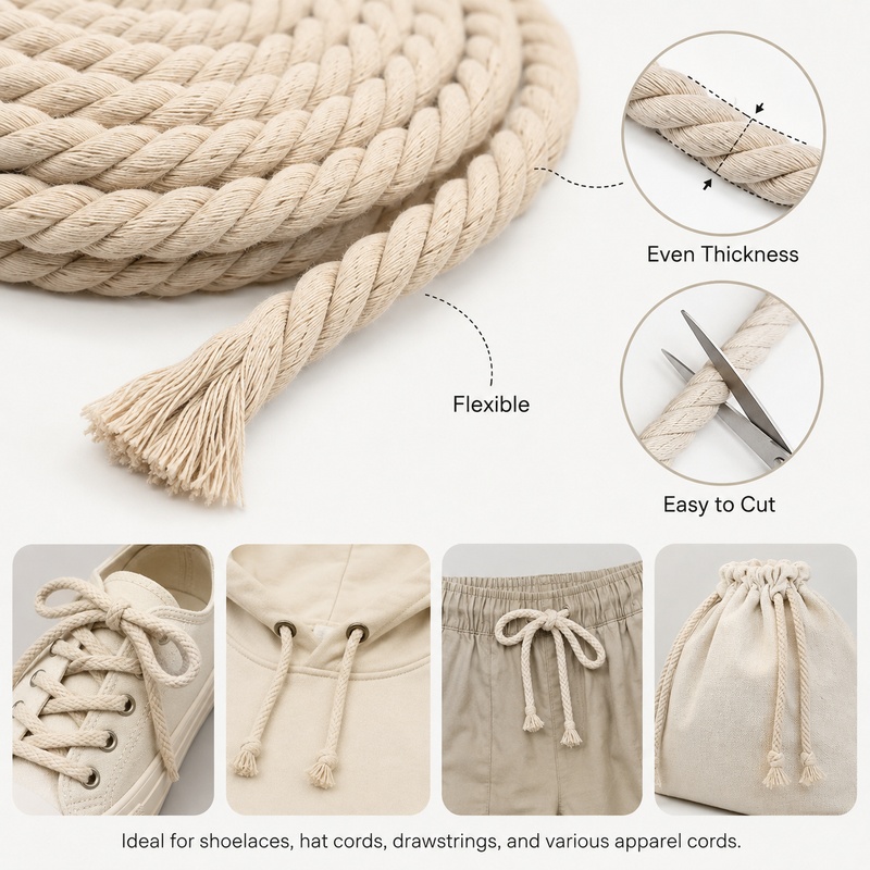 5M 5-20mm Cotton Twisted Rope  - Cord Trim Twisted recension och pris