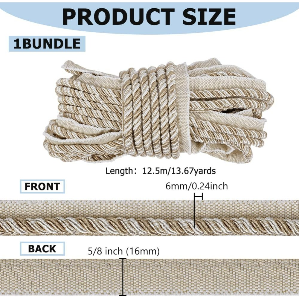 13.7 Yards Twisted Lip Cord Tr - Cord Trim Twisted recension och pris